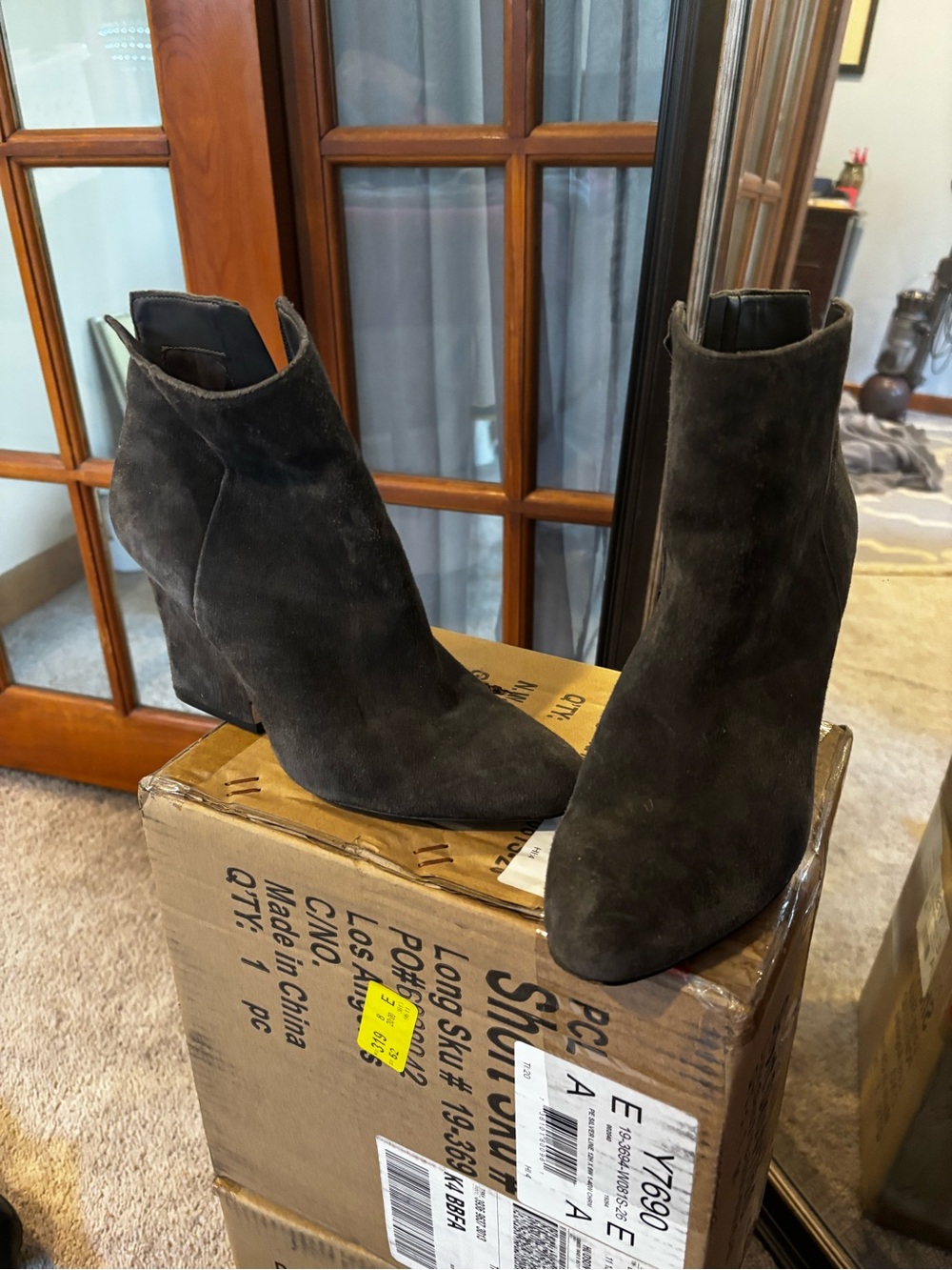Women’s Sam Edelman Gray Suede Ankle Boots - Classic Chelsea Wedge